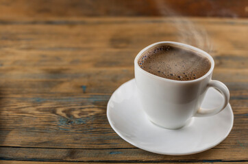 coffee cup on wooden table