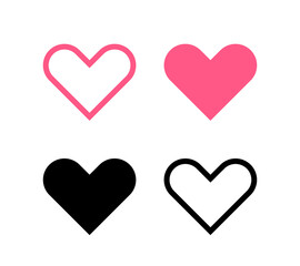 Heart icon collection. Live stream video, chat, likes, love symbol . Social media. Vector illustration