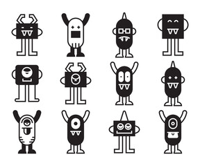 monster character icons vector set