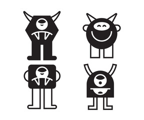 monster character icons vector set