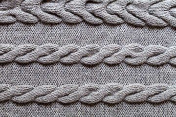 Knitted grey texture, top view