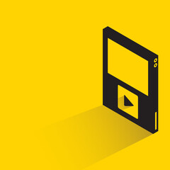 music player device with shadow on yellow background