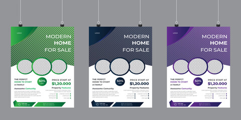 Real estate flyer template. House for sale promotion flyer template. Real estate flyer design