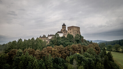 Obraz premium Aerial view of the castle in Stara Lubovna, Slovakia