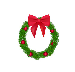 Fototapeta na wymiar Christmas wreath with red bow. vector