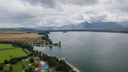 Fototapeta premium Aerial view of Liptovska Mara reservoir in Slovakia
