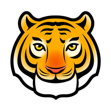 Tiger head, face symbol icon. Isolated.