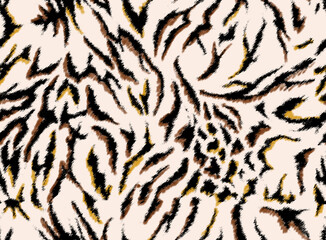 Seamless watercolor leopard, tiger, zebra pattern