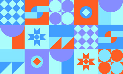simple funky colorful geometric pattern design. fun seamless illustration for backgrounds and wallpaper. flat shapes composition pattern.