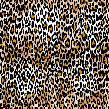 Seamless watercolor leopard, tiger, zebra pattern