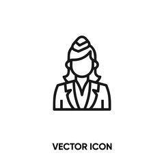 Stewardess vector icon. Modern, simple flat vector illustration for website or mobile app.Flight attendant  symbol, logo illustration. Pixel perfect vector graphics	