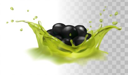  vector icon. Olive oil splash. Black olives.