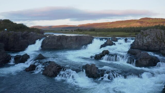Flyby over a waterfall in Iceland