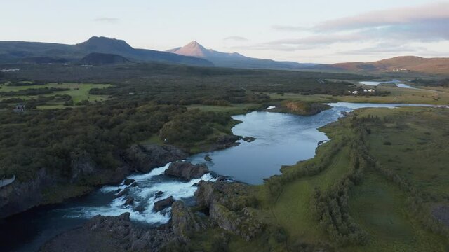 Flyby over a waterfall in Iceland