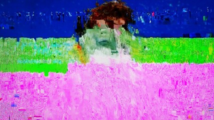 TV Static Noise Glitch Distortion Effect - Digital Video signal on modern LCD TV during live transmission 