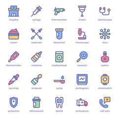 Healthy and Medical icon pack for your website design, logo, app, UI. Healthy and Medical icon lineal color design. Vector graphics illustration and editable stroke.