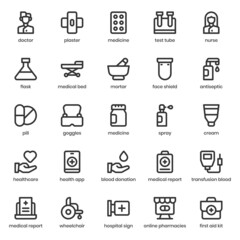 Healthy and Medical icon pack for your website design, logo, app, UI. Healthy and Medical icon outline design. Vector graphics illustration and editable stroke.