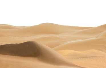 Fototapeta na wymiar Sand dunes on white background. Wild desert