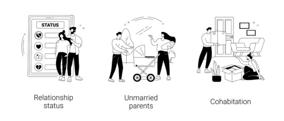 Romantic relationship abstract concept vector illustrations.