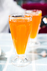 Transparent glass honey drink kvass