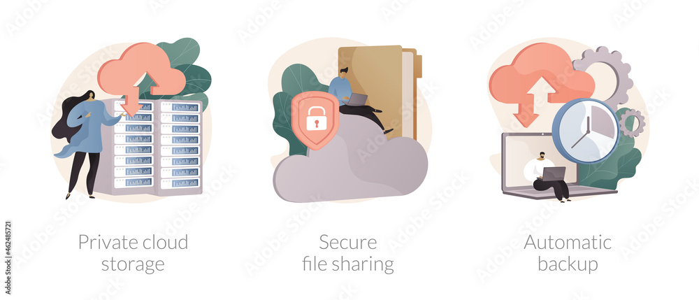 Poster database security abstract concept vector illustrations.