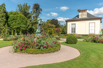 Statue of 'Lison with geese' in the park of the orangery in Strasbourg.