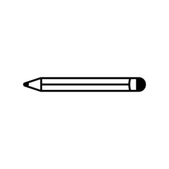 Simple pencil icon. Pencil black line icon isolated on white background. Vector illustration icon. recording, education, school and college concept. Minimalistic symbol