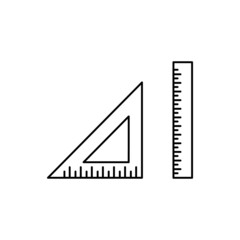 Simple ruler icon. Tegonal ruler black line icon isolated on white background. Vector illustration icon. measuring concept, precise length determination, drawing. Minimalistic symbol