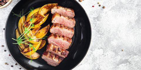 duck breast side dish second course fresh ready to eat meal snack on the table copy space food...