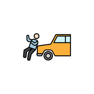 car accident line illustration colored icon. Signs and symbols can be used for web, logo, mobile app, UI, UX