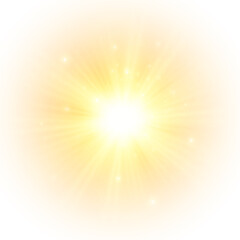 Flash yellow sun, star flashed with sparkles.