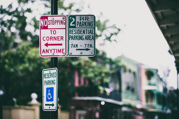 Street signs in New Orleans with bokeh