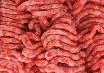 raw minced meat in closeup