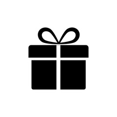 Gift box, black icon. Isolated on white background vector illustration.