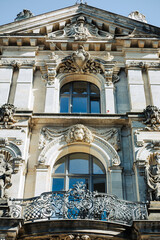 detail of facade of old building