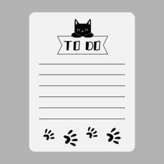 Blank notes paper with cute silhouette cat