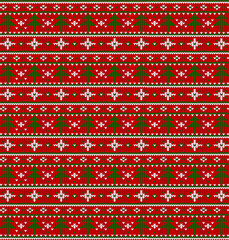 Christmas sweater pattern design. Seamless knitted Christmas background. Scandinavian sweater  vector illustration.