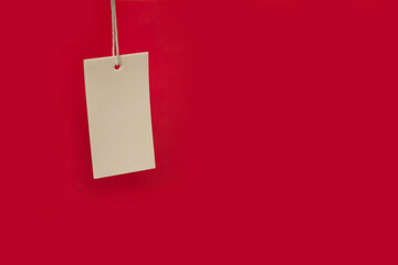 Price tag on a red background. Black Friday Sale. Copy space for text