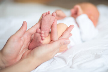 Obraz na płótnie Canvas small feet of a newborn baby 