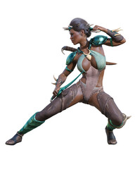 Warrior amazon woman with daggers.