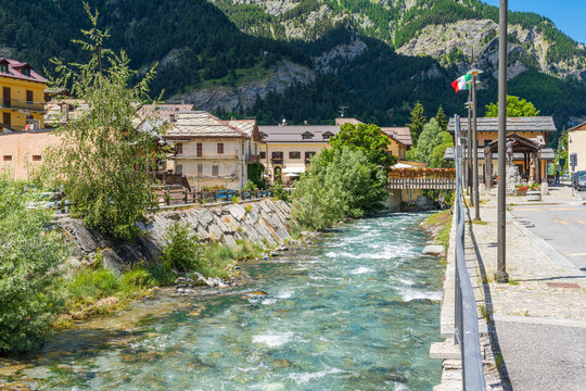 Scenic summer sight in Cesana Torinese, Province of Turin, Piedmont, Italy.