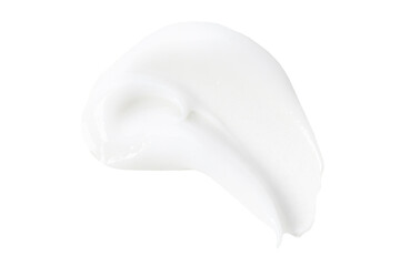 White cosmetic cream lotion swipe isolated on white background. Makeup foundation swatch smear smudge. BB, CC cream texture