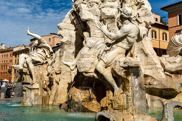 Fountain on the Piazza Navona in Rome, Italy