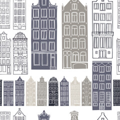 Houses of Amsterdam. Vector  pattern.