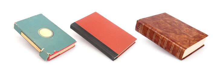 Red book in old dust jacket isolated on a white background