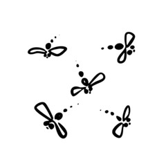 Trendy dragonfly doodle set, great design for any purposes. Hand drawn sketch simple style. Natural art decoration. Isolated white background.