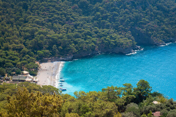 Kabak beach, secluded beach along Mediterranean sea near Fethiye, Turkey, located on the famous Lycian way trekking route