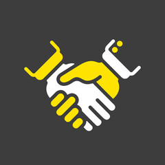 Business handshake or contract agreement flat icon