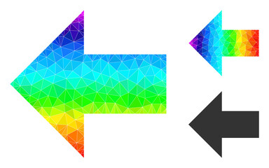 Low-poly arrow left icon with spectral colored. Spectrum colored polygonal arrow left vector is designed with randomized colored triangles.