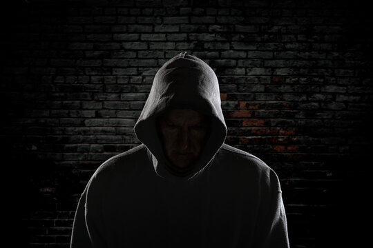 Criminal looking man wearing hoodie